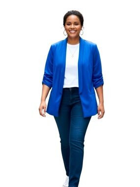 C By One Blue Open-Front Blazer Jacket, SZ 3X